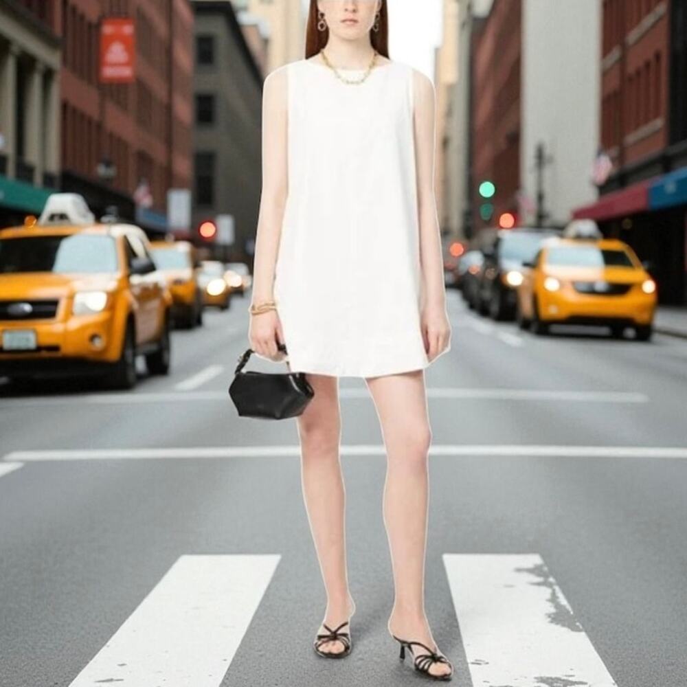 NWOT DISSH Australia Maisie White Poplin Cotton Swing Mini Dress $170.00 Size 10 - Picture 3 of 9